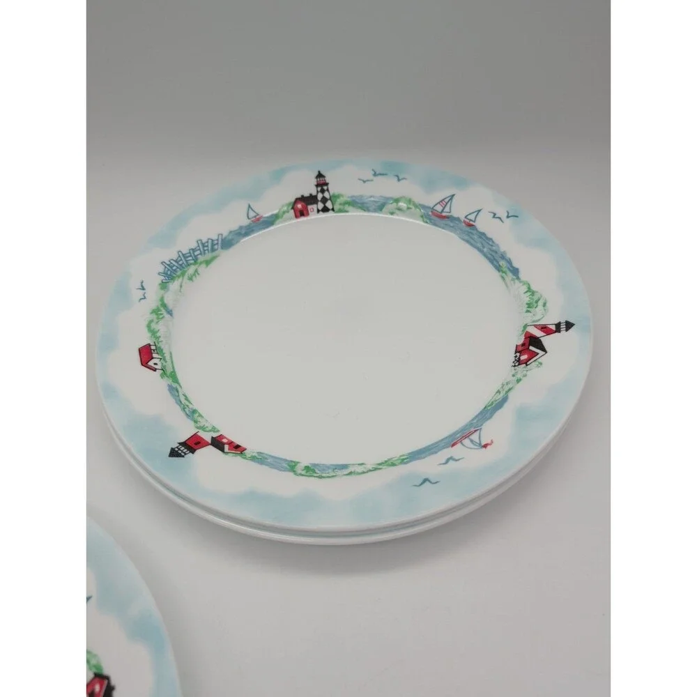 Set of 4 Corelle Outer Banks Lighthouse Dinner Plates 10 1/4
